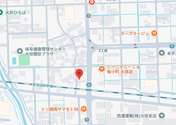 合同会社オーガニクルの所在地（岐阜県大垣市大井3-49）を示す地図